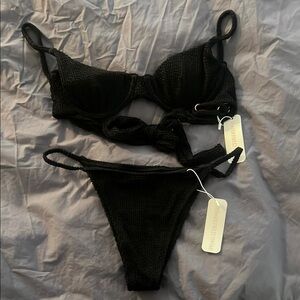 Somerfield Swim Crinkled Black Bikini NWT